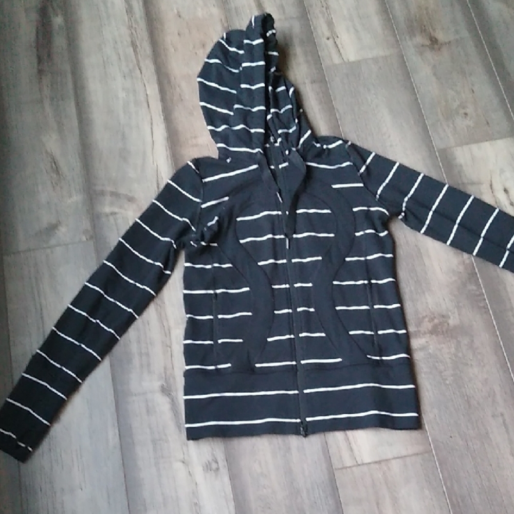 Lululemon Athletica Navy and White Striped Hoodie